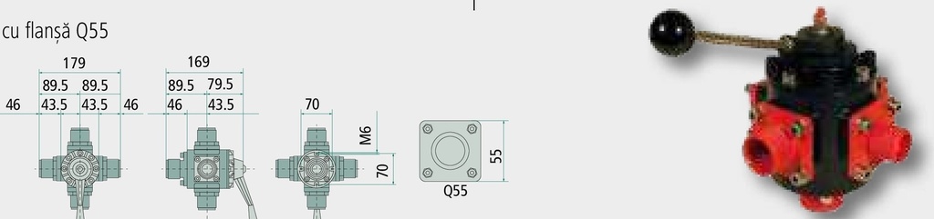 POLMAC Robinet cu bila in 5 cai - 1 1/4”