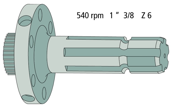Capat final pentru priza de putere Lungime: 153 mm 1 3/8 ", 6 caneluri 30 dinti