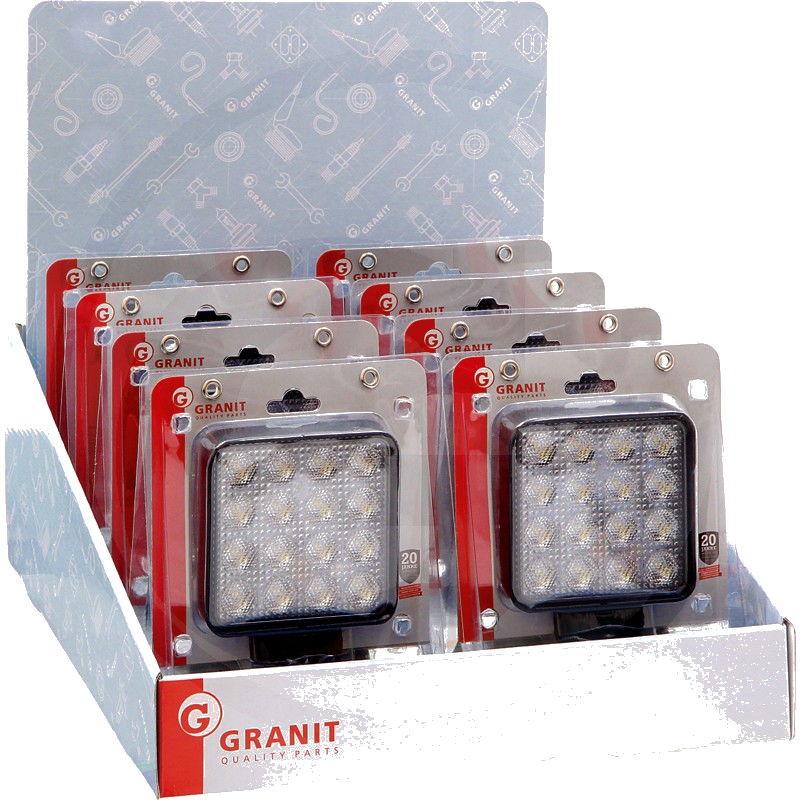 Display lampă de lucru cu LED, U.A. 8 Carcasă: aluminiu; Lentila: Plastic | suport: Oțel inoxidabil