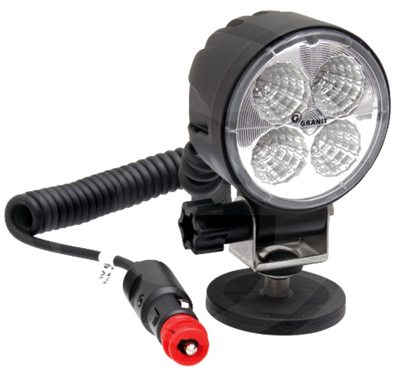 Far de lucru cu LED Carcasă: aluminiu; Lentila: Plastic | suport: oțel inoxidabil