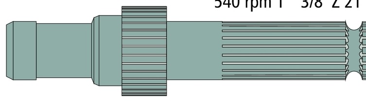 Capat final pentru priza de putere 540 rpm Lungime: 244,5 mm 1 3/8 ", 21 caneluri 33 dinti Diametru: 51,5 mm