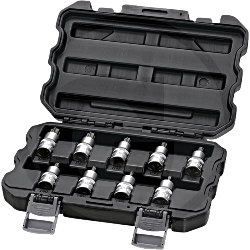 BLACK EDITION Set capete chei tubulare cu bit 1/2", TX - 9 piese