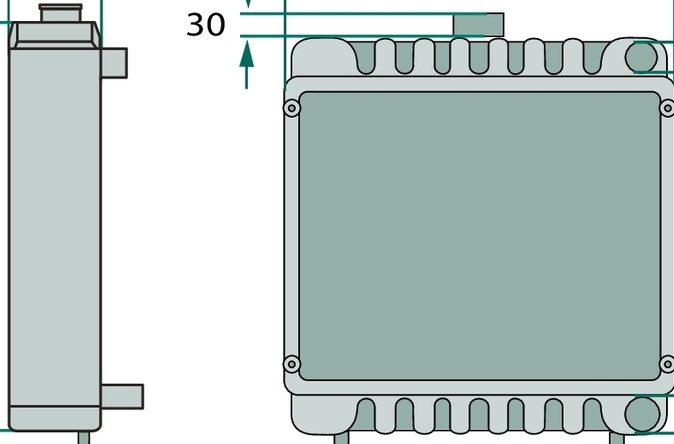 NRF Radiator - 2. racord sus 19 mm 2. racord jos 18 mm