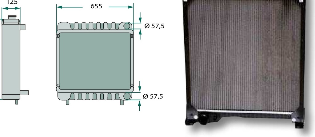 Radiator - 2 racorduri deasupra, 57,5/11 mm 2 racorduri dedesubt, 57,5/19 mm