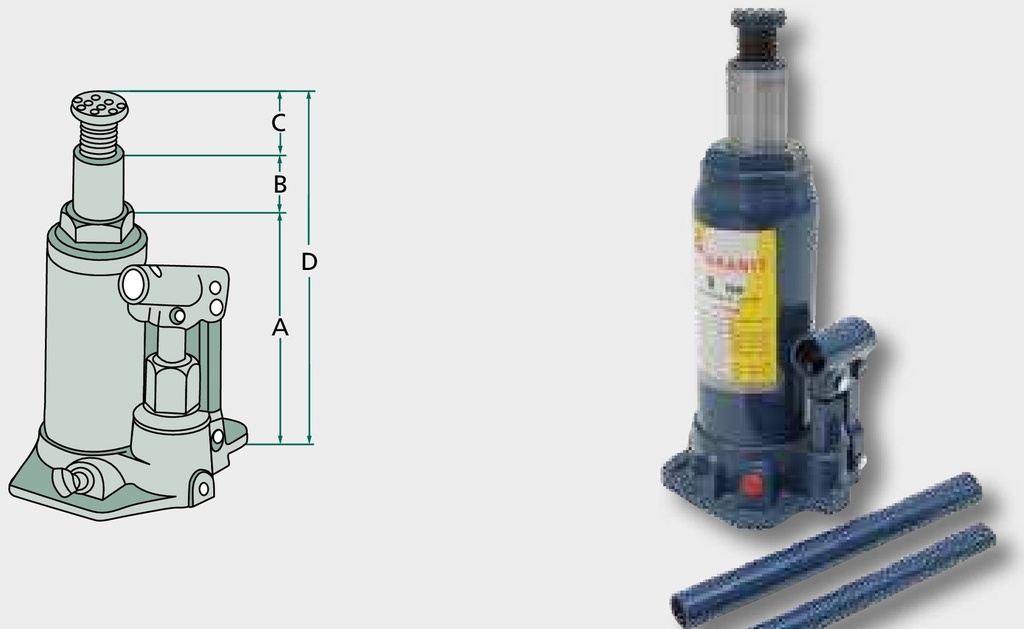 Cric 12 t Cu extensie filet pe piston