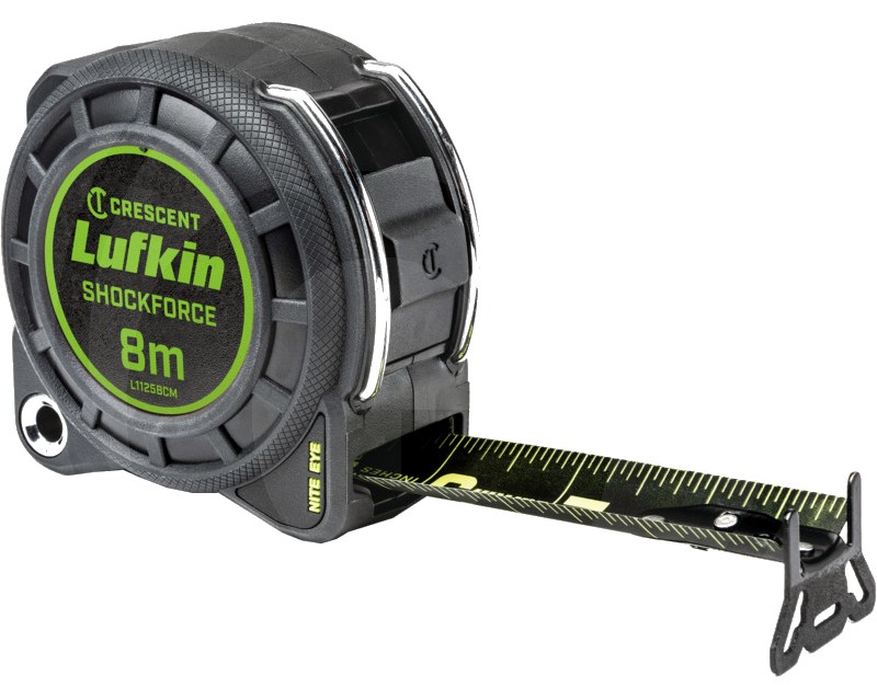 Lufkin Ruleta SHOCKFORCE NITE EYE bandă verde neon pentru citire ușoară