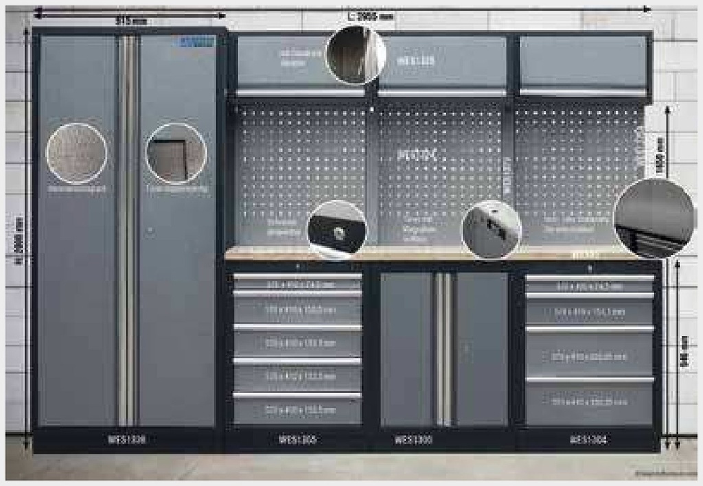 Kunzer Modul pentru atelier MB 1 - Lățime de 2.280 mm, cu placa de lucru din lemn