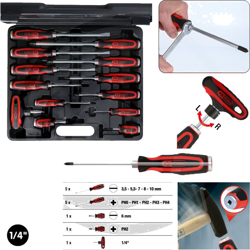 KS Tools Set de șurubelnițe cu impact - format din 13 piese