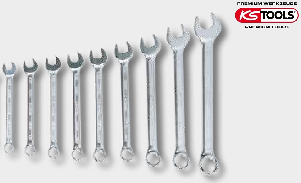 KS Tools CHROMEplus® Ringmaulschlüssel-Satz, abgewinkelt, 11-tlg., 8-22mm 345 mm