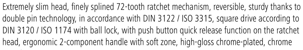 KS Tools 3/8" SlimPOWER Umschaltknarre,72 Zahn 190 mm