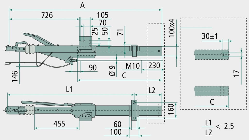 AL-KO Sistem comanda - mit Deichselprofil gerade 1.500 bis 2.600 kg