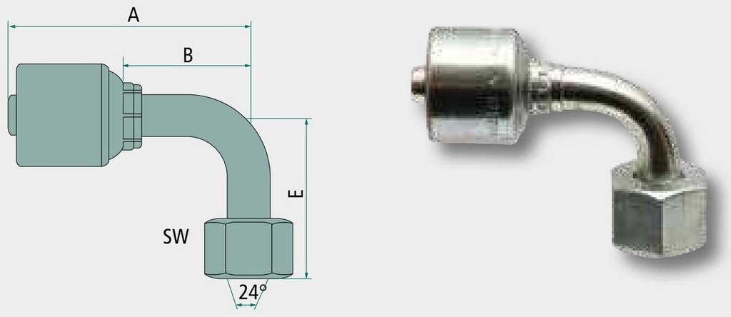 Gates PNE 32 DKOS M52x2.0 45° (38S) - Niplu de presare GATES