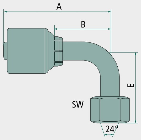 Gates PNE 12 DKOS M24x1.5 90° (16S) - Niplu sertizare GATES