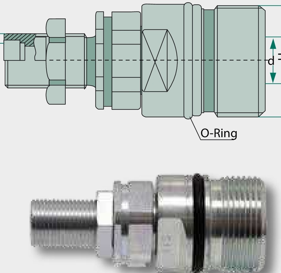 KF-S 38S (M52x2,0) DN25-BG6 - Cupla filetanta jumatate fixa cu perete despartitor
