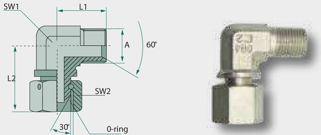 WA 1 M-BSP x 1 FS-BSP - Adaptor unghiular