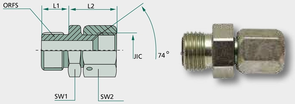 GA 1.3/16 M-ORFS x 20S FS-MET - Adaptoare drepte