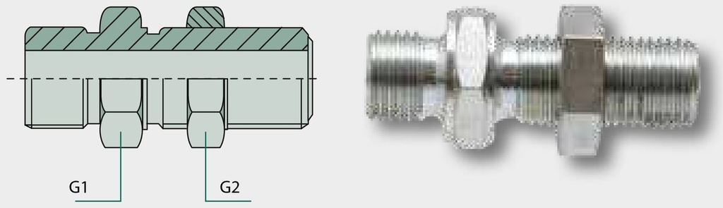 GSA 2 M-BSP x 2 M-BSP - Adaptor cu perete despărţitor