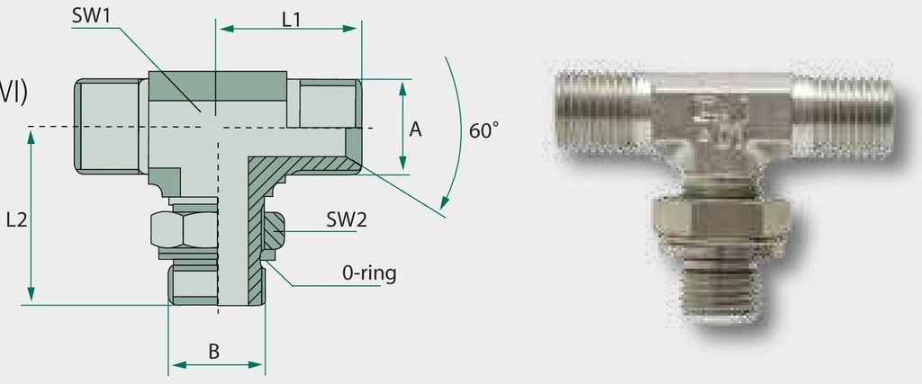 TAE 3/4 M-BSP x 1/2 M-BSP - Adaptor tip T reglabil