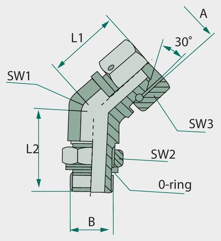 WA 1 M-NPT x 1.F-NPT - Winkel Adapter