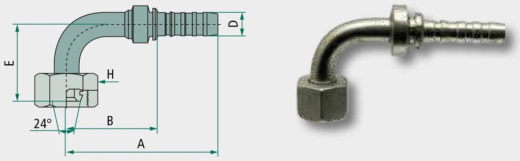 Gates PNB 32 DKOS M52x2,0 (38S)45° DN 32 - 1 1/4"