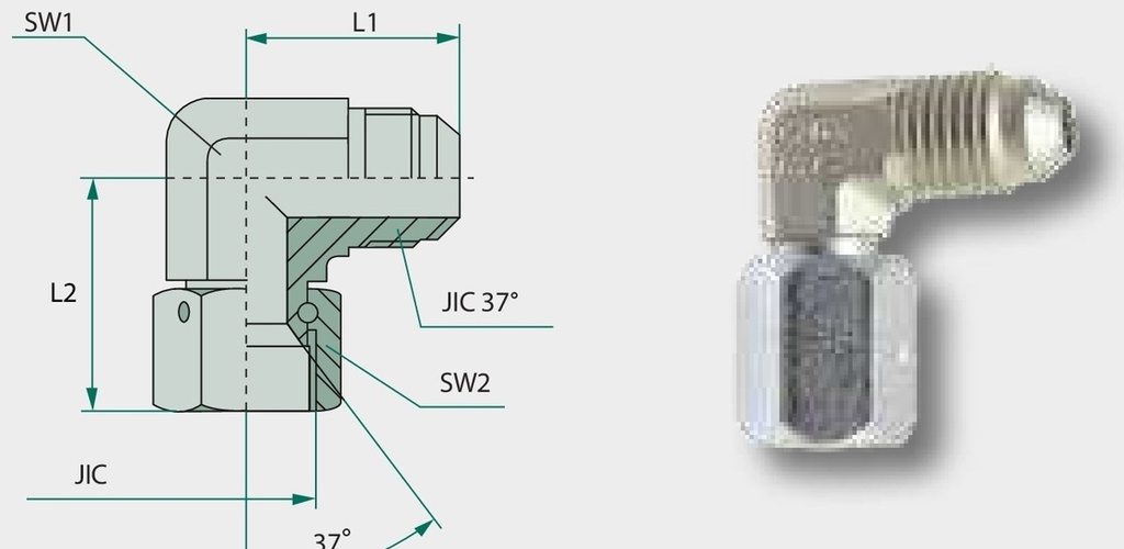 WA 1.7/8 FS-JIC x 1.7/8 M-JIC - Adaptor unghiular