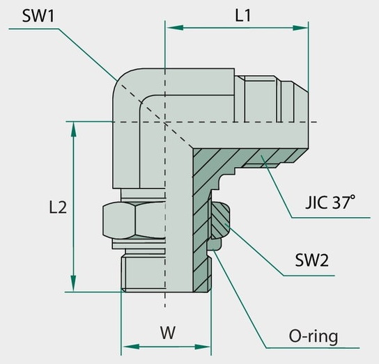 WAE 1/2 M-JIC x 1/2 M-UNF - Adaptor unghiular reglabil