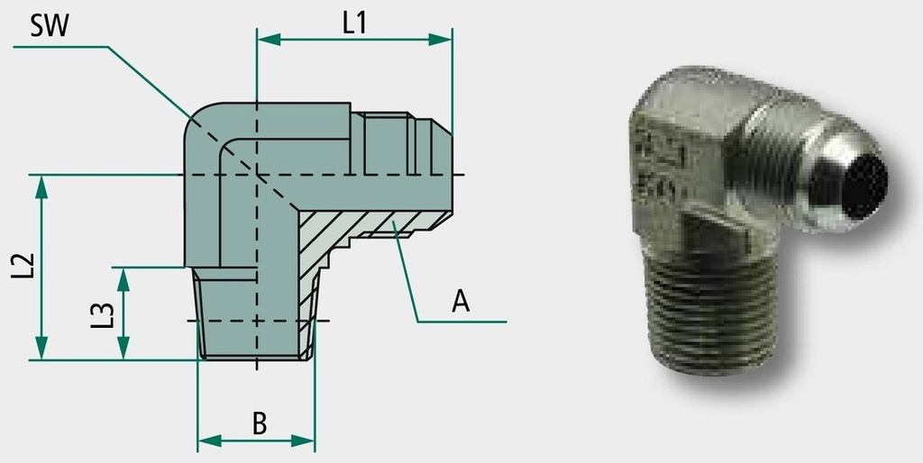 WA 1,1/16 M-JIC x 1,1/16 M-JIC - Adaptor unghiular