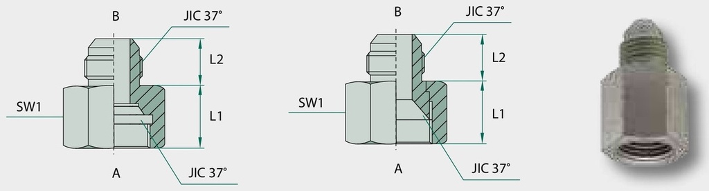 GA 1,1/16 F-JIC x 9/16 M-JIC - Adaptoare drepte