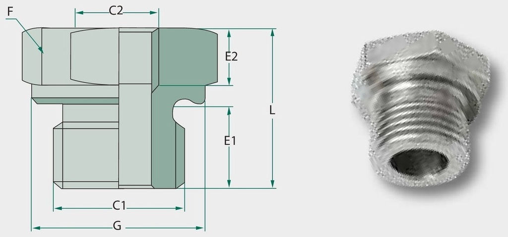 GA 1 M-BSP x 1 F-BSP L=32,5 - Adaptoare drepte