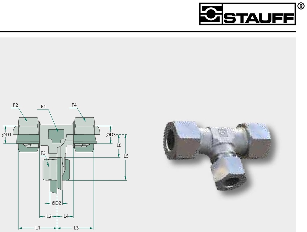 STAUFF TV 12-08-08 L - Niplu filetat de reductie-T