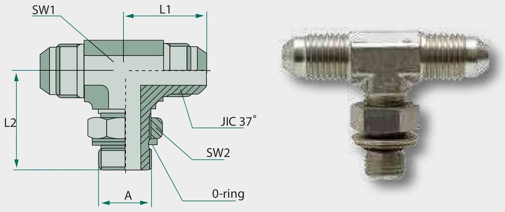 TAE 1.1/16 M-M JIC x 1 M-BSP - Adaptor tip T reglabil