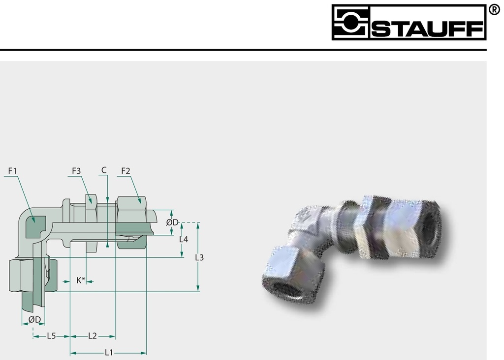 STAUFF SWV 22 L - Racord in unghi, perete despartitor