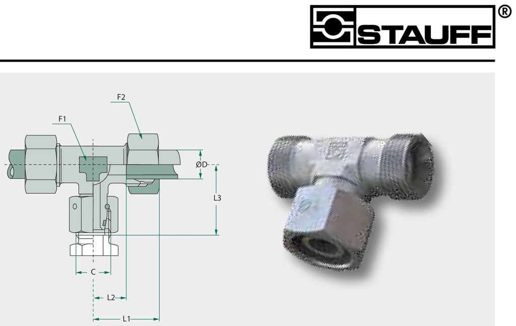 STAUFF X-ETV 06 S DKO - Racord filetat, tip T, reglabil