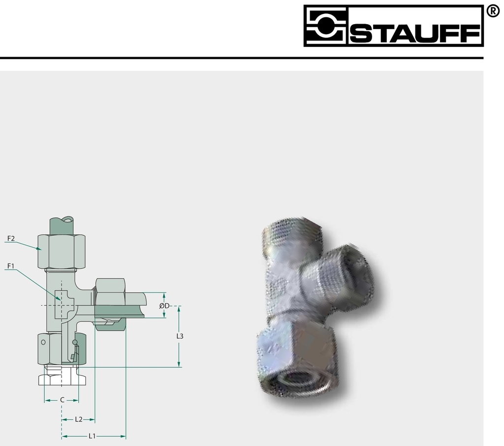 STAUFF X-ELV 28 L DKO - Racord filetat, tip T, reglabil