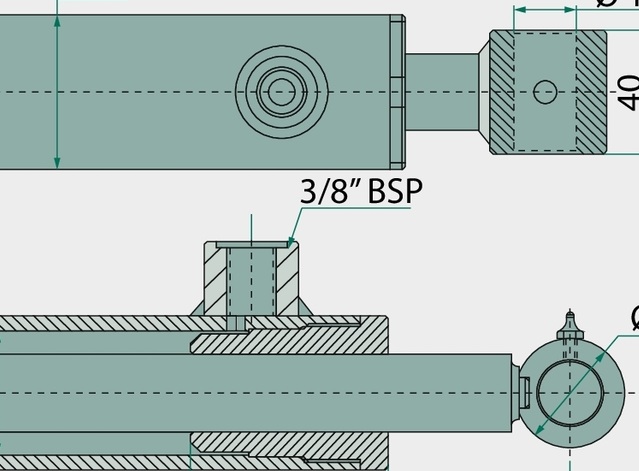 Cilindru DW-B-25-40-100-290 cu elemente de fixare