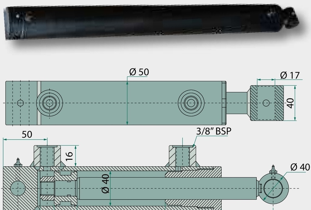 Cilindru-DW-B-45-80-400-610 cu elemente de fixare