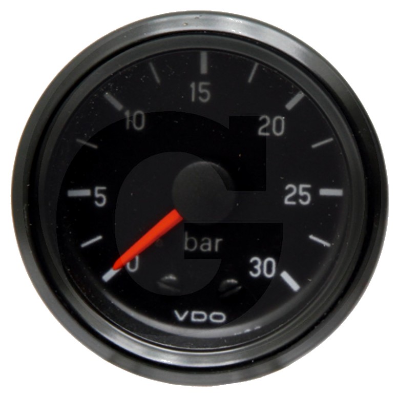 VDO Manometru - 0-30 bar, 6 mm racord pentru tevi, Ø 52 mm filet M12x 1,5, bec halogen 12V, 2W