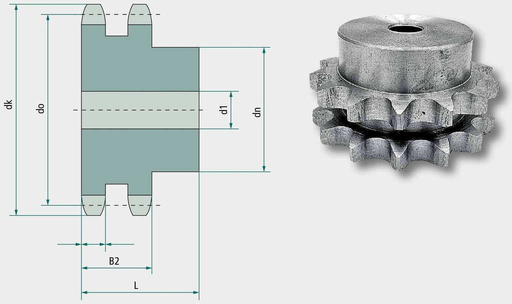Roata de lant dubla ASA 80 70 mm