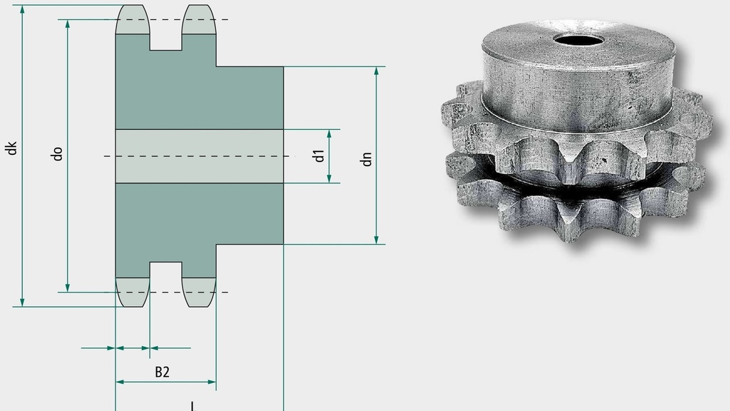 Roata de lant dubla ASA 60 50 mm