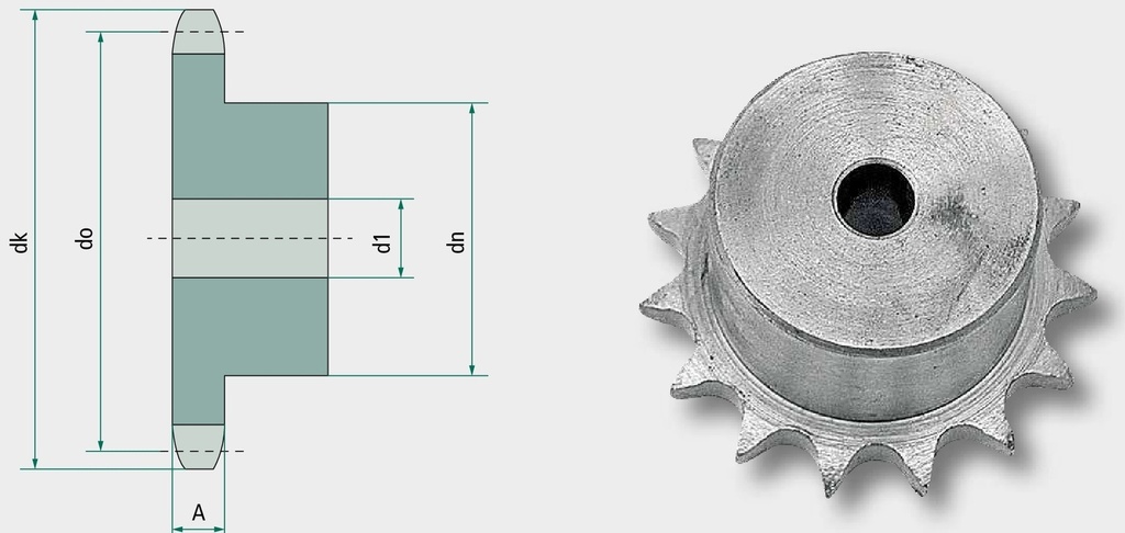 Roata de lant cu dinti intariti 45 mm