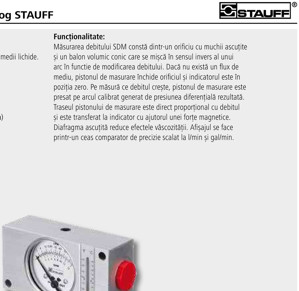 STAUFF Debitmetru SDM-750-A-180-T 420 bar
