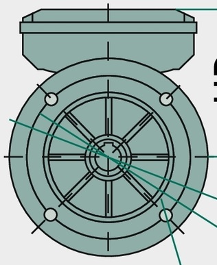 Electromotor 180L-4-B3/5-4/6-22 IE3 kW N=1400/min - 22 kW, Ø350-Ø48