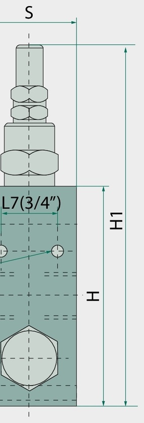Oleodinamica Marchesini Supapa dubla de limitare a presiunii VAU 3/4" BSP 30-180 bar 350 bar
