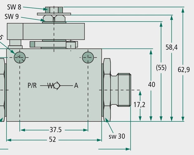 Limitator de cursa HBV-12L (M18x1.5) DN 10