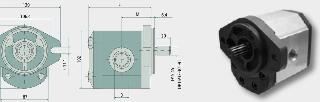 Pompa Gr-2 28cc dreapta SAE Z=9 180 bar