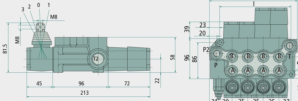 BLB Distribuitor hidraulic BM 40/6 GU-(6x) MO-A1-T - 6 levier