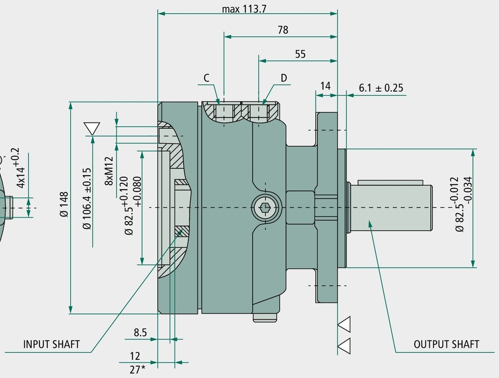 M+S Frana cu lamele OMP/ R D=25 12/13 bar 300 bar