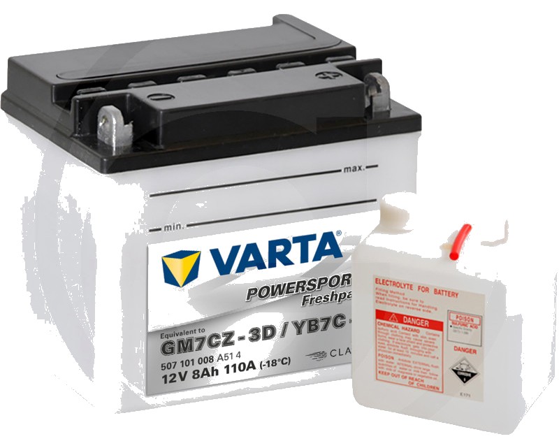 Varta Baterie POWERSPORTS Freshpack 12 V / 8 - Baterie de pornire, încărcată la uscat, cu pachet acid
