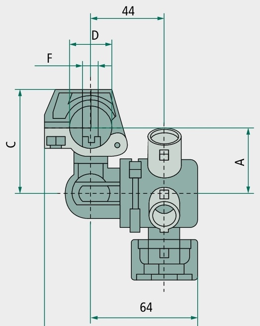 ARAG Suport duza cvadruplu D: Tub-Ø 3/4" F: pentru Ø-gaurire 10 mm