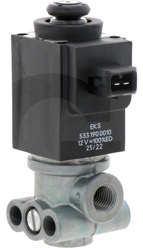 Wabco Supapa cu 3/2 - cu comutator magnetic, electric, tensiune de lucru: 12 V, diametru nominal: 4 mm, presiune de func